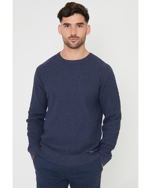 Blue Mini Cable Knit Crew Neck Jumper