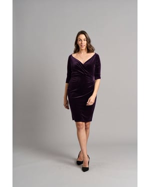 Amber Bardot Bodycon sammetsklänning - Plommon