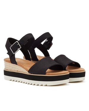 TOMS Diana Canvas Wedge Svarta sandaler för kvinnor