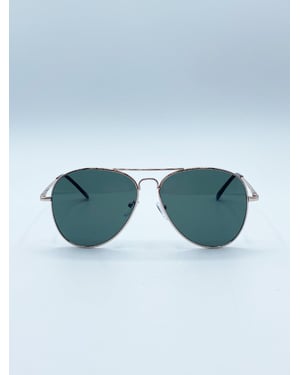 Gold Frame Aviators with Khaki Lenses