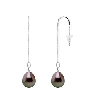 Dangle Earrings Chains Tahitian Parels 8-9mm White Gold