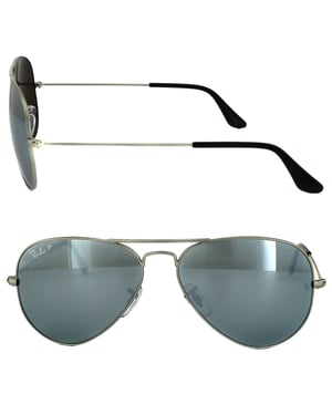 Ray-Ban Aviator Unisex Silver Silver Mirror Sunglasses Polarized