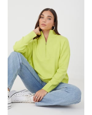 Lime 'Joey' 1/2 Zip Knitted Jumper