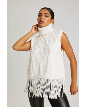 White Tassel Knit Vest