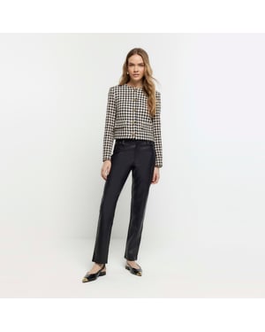 River Island Womens Straight Trousers Black Faux Leather