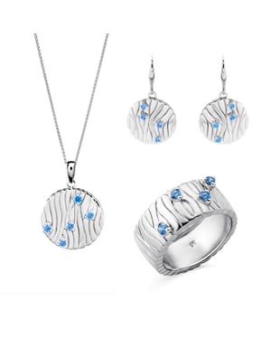 Orphelia 'Babette' Dames 925 Sterling Zilveren Set: Ketting + Oorbellen + Ring - Zilver SET-7504