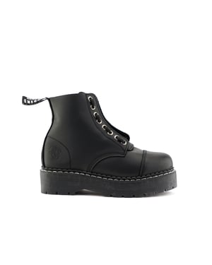 Grinders Unisex Black Leather Ankle Casual Zip Boots - Cameron ACS