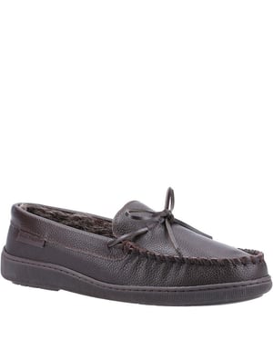 Hush Puppies Mens Ace Leather Slippers (Brown)