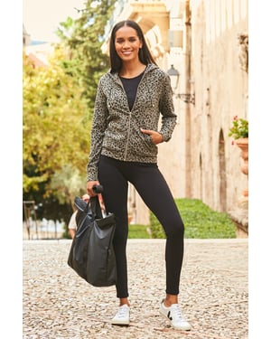 Khaki Green Leopard Print Premium Jersey Hoodie