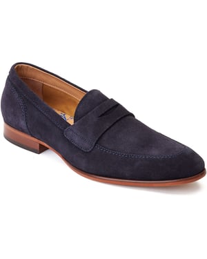 Base London Bruno Leren Heren Navy Loafers