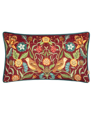 Evans Lichfield Hawthorn Birds Chenille Piped Feather Filled Cushion