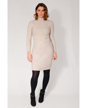 Ribbed High Neck Jumper Dress