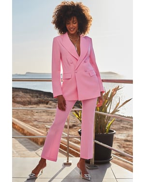 Pink Kick Flare Cropped Trousers