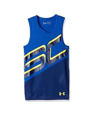 Under Armour Stephen Curry rund hals ärmlös marinblå barnväst 1306222 400
