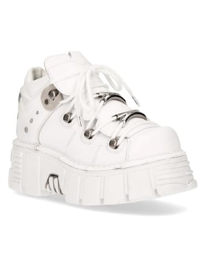New Rock wit lederen gotische enkellaarzen ¬-106N-S8