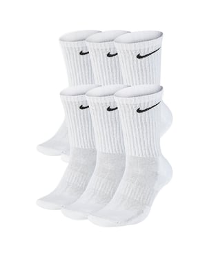 Nike SX7666 Unisex Everyday Cushion Crew Training Socks (6 Pairs) White