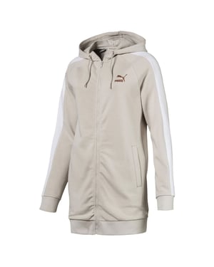 Puma Kiss Artica T7 Long Sleeve Zip Up Women Beige Hooded Track Jacket 577425 45