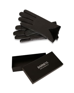 Barneys Originals Gift Boxed Black Leather Gloves with Suede Detail