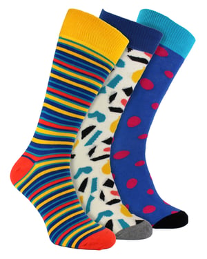 HS by Happy Socks - Heren 3-pack Klassieke Gestreepte Kousen - Streep (Felle Kleuren)