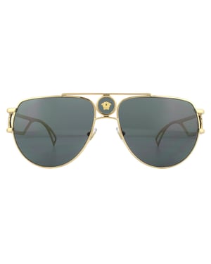 Versace Aviator Unisex Gold Grey Sunglasses