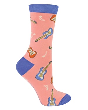 Miss Sparrow - Womens Novelty Guitar Bamboo Socks - Guitar (Pink)