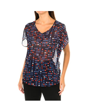 Damesblouse met korte mouwen en V-hals 3Y5H65-5NTAZ