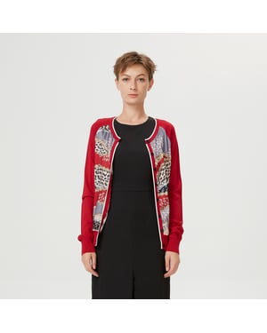 Cardigan med tryck framtill