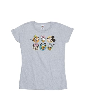 Disney Dames/Dames Mickey Mouse And Friends Gezichten Katoenen T-Shirt (Sportgrijs)
