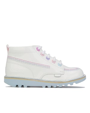 Kickers Kinder Kick Hi Fleur Patent Meisjeslaarsjes in Wit