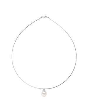 Necklace Semi Rigid Real Cultured Freshwater Pearl Pear 10-11 mm