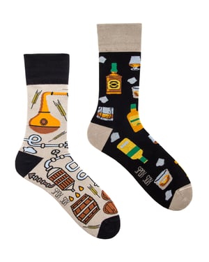 SPOX SOX - Mens & Ladies Mismatched Novelty Odd Socks - Whisky