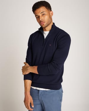 Tommy Hilfiger Essential Cotton Mens Half Zip Mock Sweatshirt