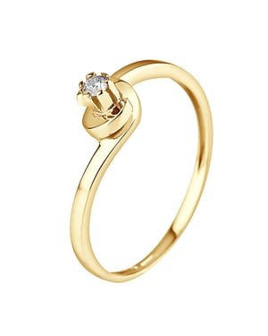 Solitaire Diamond 0,04 Cts Yellow Gold Jewelry
