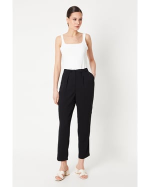 Button Front Slim Leg Trouser