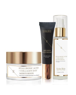Hyaluronic Acid & Collagen Day Cream + Hyaluronic Acid & Collagen Serum + Under Eye Cream 24K Gold