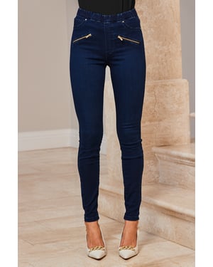 Dark Indigo Zip Detail Jeggings