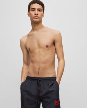 HUGO Dominica Mens Quick-Drying Swim Shorts In Recycled Material With Logo