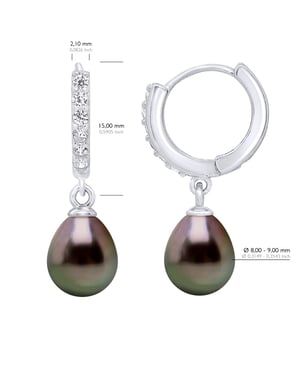 Oorbellen Creool Echte Gecultiveerde Tahiti Peertjes 8-9 mm