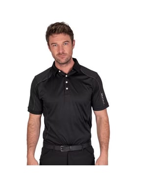 Island Green Heren Gestikt Golf Poloshirt (Zwart)
