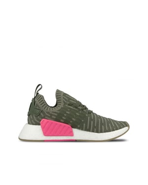 Adidas NMD_R2 Primeknit Lace-Up Green Synthetic Womens Running Trainers BY9953