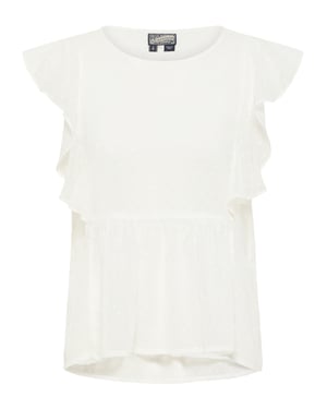 Dreimaster blouse met korte mouwen Dames wolwit