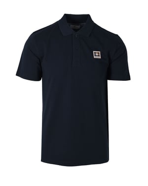 Aquascutum Check Patch Polo Shirt Navy