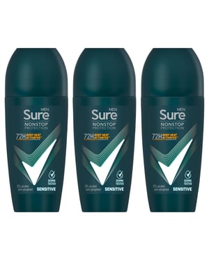 Sure Men Sensitive Anti-perspirant 72H Nonstop Protection Roll On Deo, 3x50ml