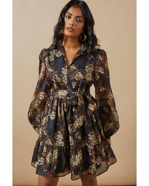 Organza Collared Mini Dress
