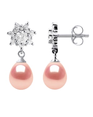 Oorbellen Dangle zoetwaterparels 7-8 mm Pears Roses Jewelry 925