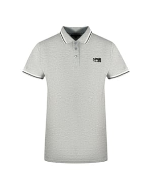 Cavalli Class Twinned Tipped Collar Black Logo Grey Polo Shirt