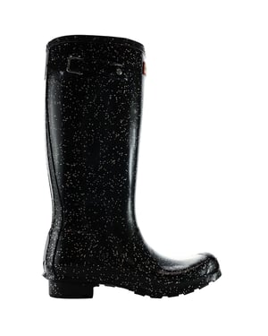Hunter Giant Glitter Kids Black Wellies Boots