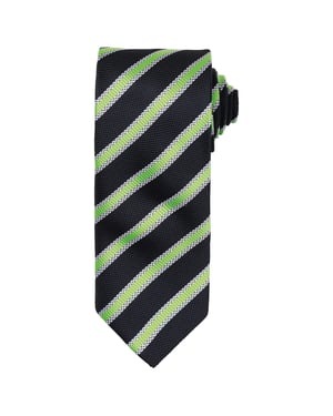 Premier Mens Stripe Waffle Tie (Black/Lime)