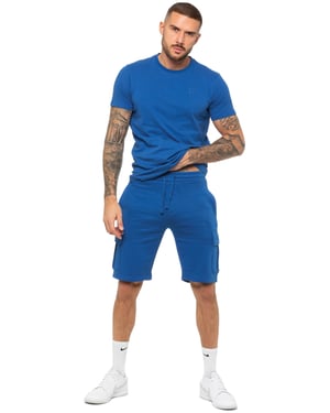 Enzo | Heren T-shirt Trainingspak Met Korte Broek Set - Blauw