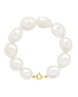 Armband Goud - Rij van Echte Zoetwaterparels Barok 11-12 mm